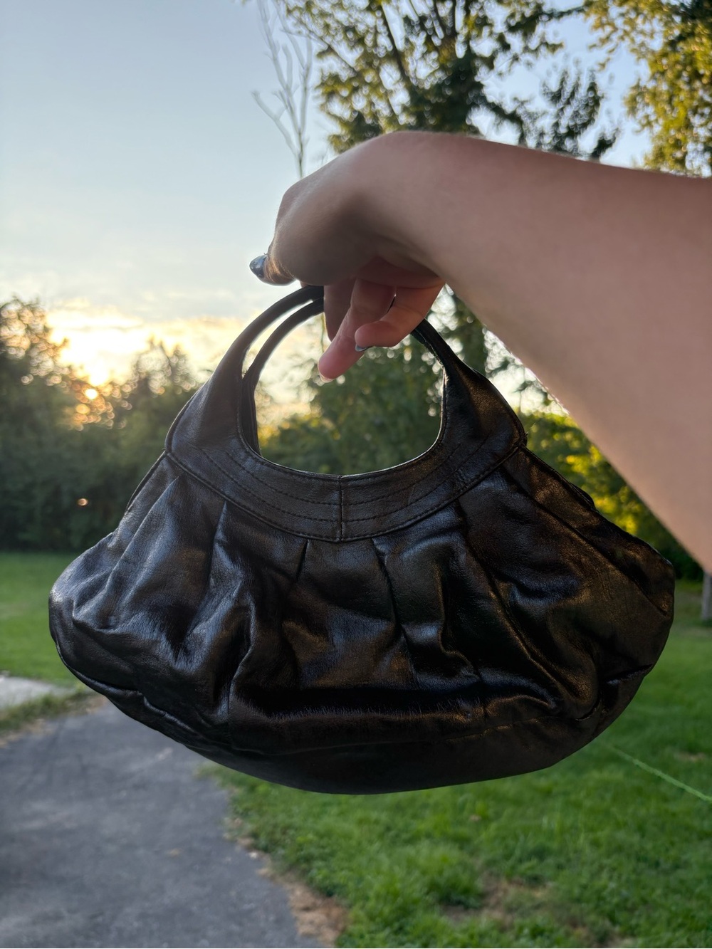 Vintage Y2K 2006 Old Navy Mini Hobo Bag Pleated Black Shoulder 👜